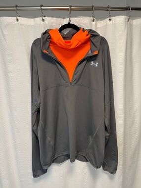 Under Armour coldgear Gray half zip Pullover with Orange high neck Lining
